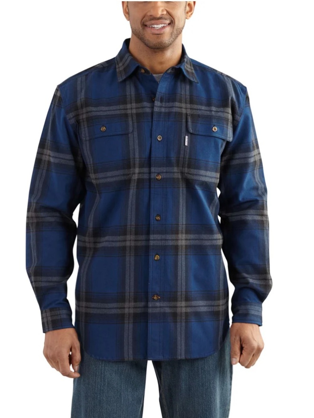 NWT Carhartt Men’s Original Fit Heavyweight Flannel Blue Plaid Shirt Medium